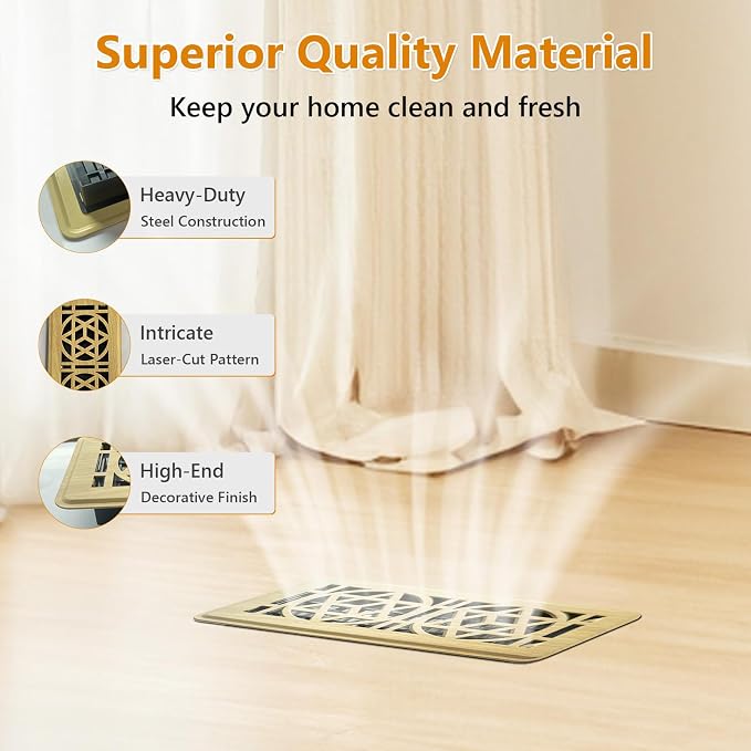 Floor Vent Covers 4 Pack,Floor Register 4x10, Heavy Duty Walkable Steel Vent Cover, Adjustable Metal Decorative Vent Covers