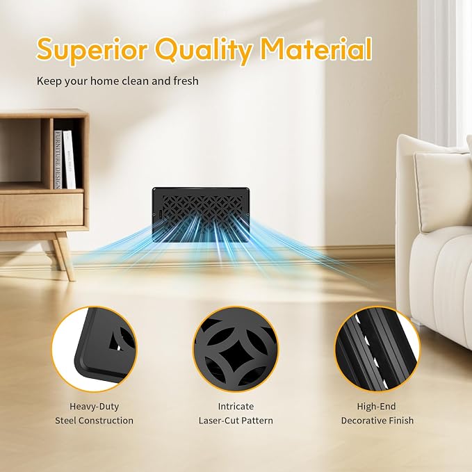 Floor Vent Covers, Floor Register 6x12, 2 Pack Adjustable Decorative Vent Covers for Home Floor, Ceiling or Sidewall Vent