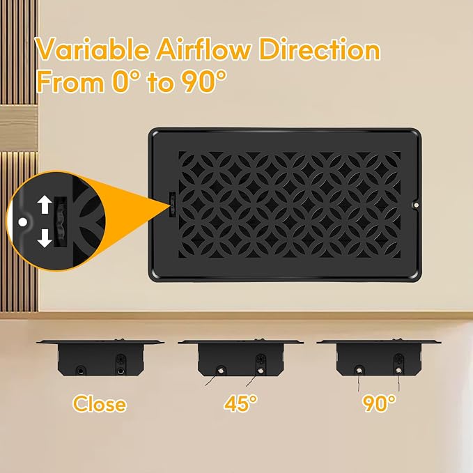 Floor Vent Covers, Floor Register 6x12, 2 Pack Adjustable Decorative Vent Covers for Home Floor, Ceiling or Sidewall Vent