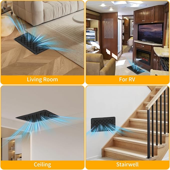 Floor Vent Covers, Floor Register 6x12, 2 Pack Adjustable Decorative Vent Covers for Home Floor, Ceiling or Sidewall Vent