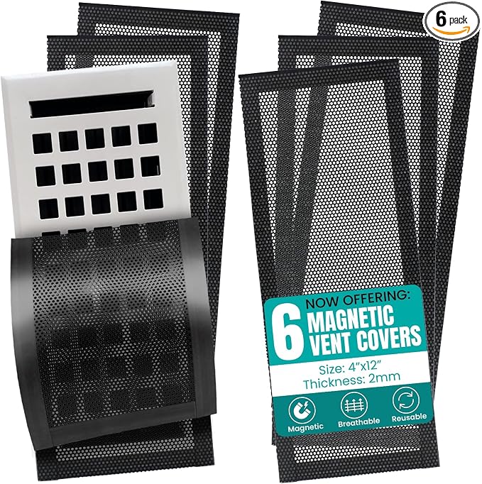 Floor Vent Covers Magnetic - 6 Pack Air Vent Filters Mesh Screen Dust Filter Vent Register Deflectors for Home HVAC AC