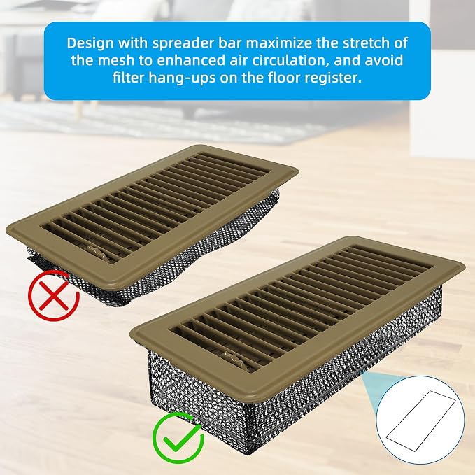 Floor Vent Screen Net 2''x12'', Air Vent Filter Mesh for Home Floor, Floor Register Cover Traps Catches Coin, Toys, Pet Food