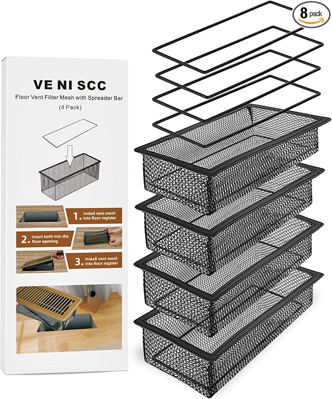 Floor Vent Screen Net for Home Floor, Floor Register Cover Trap 4 x 12 Inch, Air Vent Filter Mesh Catches Coin, Toys, Pet