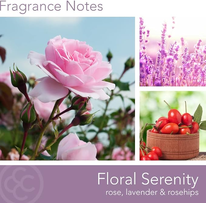 Floral Serenity Scented Candle, 16 oz comfort Relaxing Aromatherapy Candle, 2 Wick White Jar Soy Blend Wax, Candles for Home