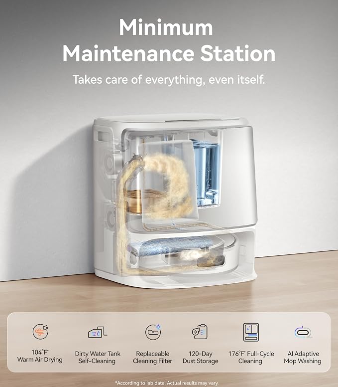 Flow Robot Vacuum and Mop Combo, FlowWash Real-Time Self-Cleaning Track Mop, 22,000 Pa Suction, Dual-Camera AI Obstacle