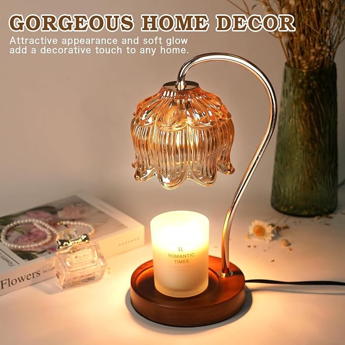 Flower Candle Warmer Lamp 2 Pack, Candle Lamp with Timer, Christmas Birthday Gifts for Women Mom, alternate product view 2