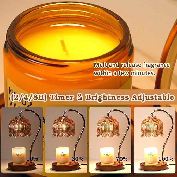 Flower Candle Warmer Lamp 2 Pack, Candle Lamp with Timer, Christmas Birthday Gifts for Women Mom, alternate product view 3