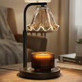 Flower Candle Warmer Lamp with Timer - Black Adjustable Height Wax Melt Warmer for Jar Candles, Vintage Candle Lamp for Home