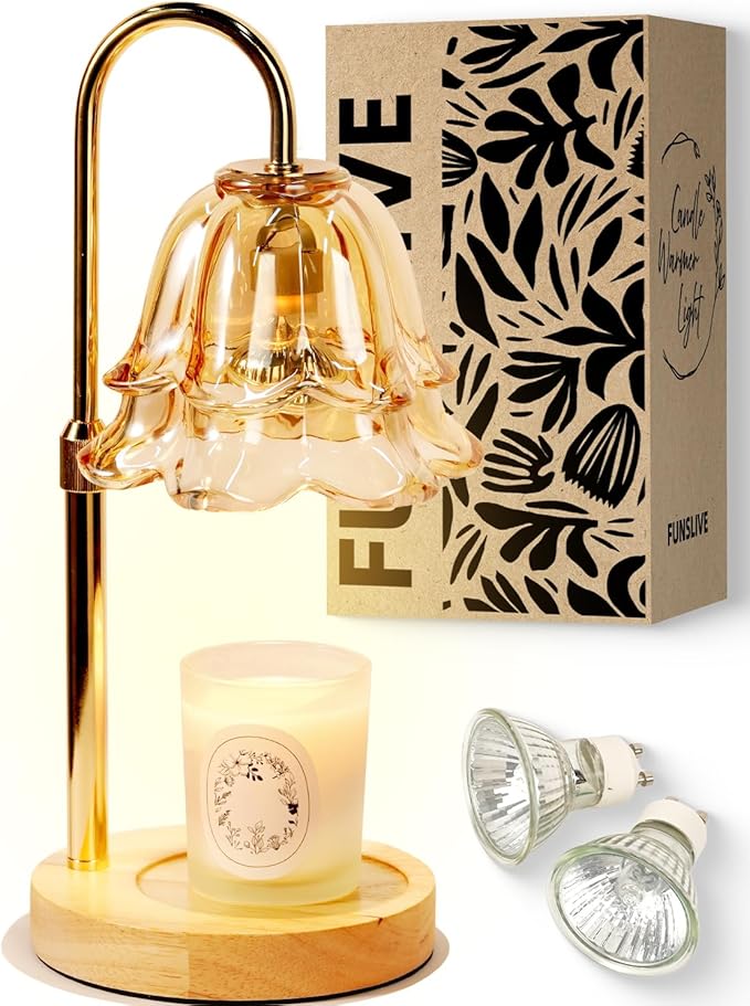Flower Candle Warmer Lamp with Timer Dimmable, Birthday Gifts for Women Mom, Candle Warming Light Height Adjustable, Wax Melt