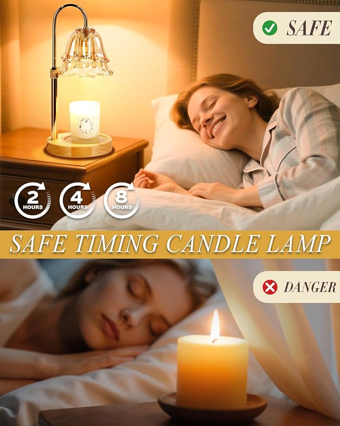 Flower Candle Warmer Lamp with Timer Dimmable, Birthday Gifts for Women Mom, Candle Warming Light Height Adjustable, Wax Melt