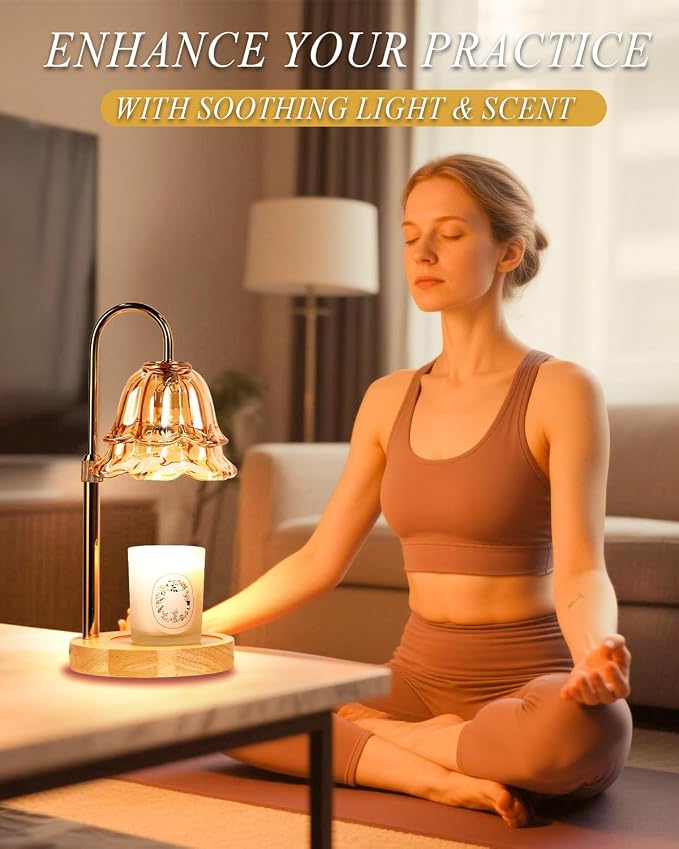 Flower Candle Warmer Lamp with Timer Dimmable, Birthday Gifts for Women Mom, Candle Warming Light Height Adjustable, Wax Melt
