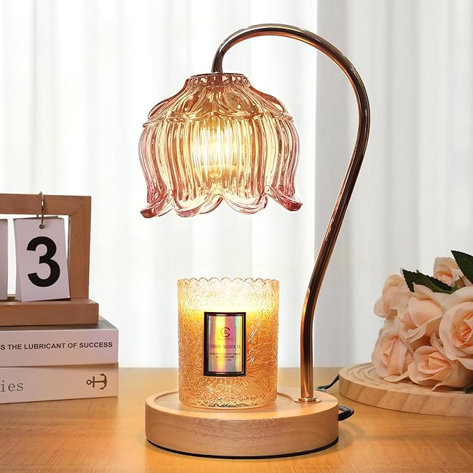 Flower Candle Warmer Lamp with Timer - Dimmable Electric Candle Warmer for All Jar Scented Candles - Mother's Day Gift Home