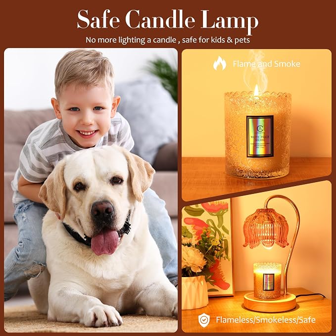 Flower Candle Warmer Lamp with Timer - Dimmable Electric Candle Warmer for All Jar Scented Candles - Mother's Day Gift Home