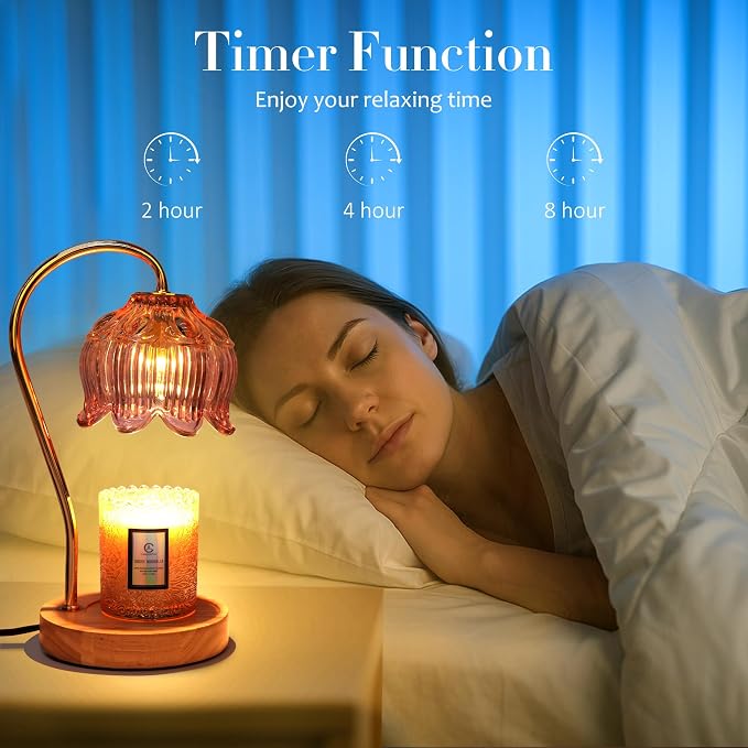 Flower Candle Warmer Lamp with Timer - Dimmable Electric Candle Warmer for All Jar Scented Candles - Mother's Day Gift Home