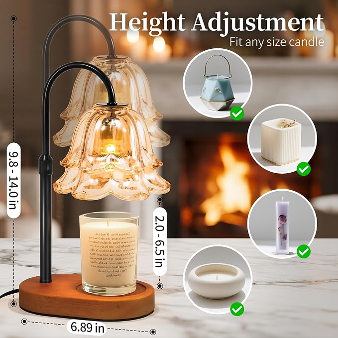 Flower Candle Warmer Lamp with Timer - Dimmable Electric Candle Warming Lamps, alternate product view 2