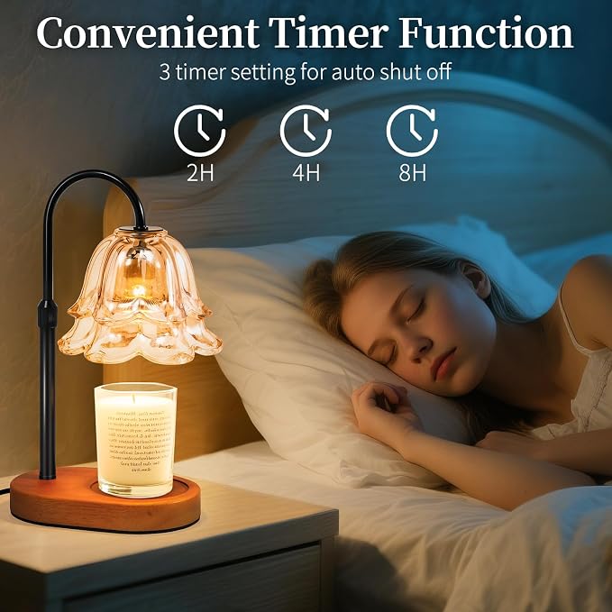 Flower Candle Warmer Lamp with Timer - Dimmable Electric Candle Warming Lamps, alternate product view 4