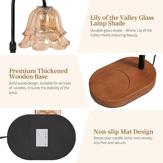 Flower Candle Warmer Lamp with Timer - Dimmable Electric Candle Warming Lamps, alternate product view 5