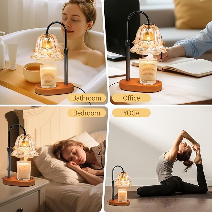Flower Candle Warmer Lamp with Timer - Dimmable Electric Candle Warming Lamps, alternate product view 7