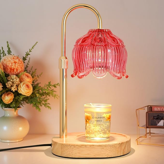 Flower Candle Warmer lamp with Timer Dimmer,Adjustable Height Candle Warmer,Fits All Jar Scented Candles,Christmas Gifts for
