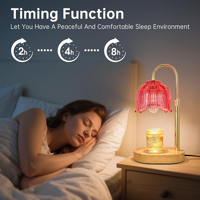 Flower Candle Warmer lamp with Timer Dimmer,Adjustable Height Candle Warmer,Fits All Jar Scented Candles,Christmas Gifts for