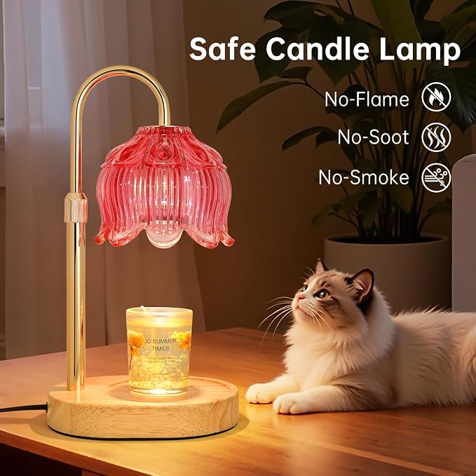 Flower Candle Warmer lamp with Timer Dimmer,Adjustable Height Candle Warmer,Fits All Jar Scented Candles,Christmas Gifts for