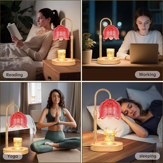 Flower Candle Warmer lamp with Timer Dimmer,Adjustable Height Candle Warmer,Fits All Jar Scented Candles,Christmas Gifts for