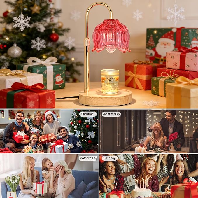 Flower Candle Warmer lamp with Timer Dimmer,Adjustable Height Candle Warmer,Fits All Jar Scented Candles,Christmas Gifts for