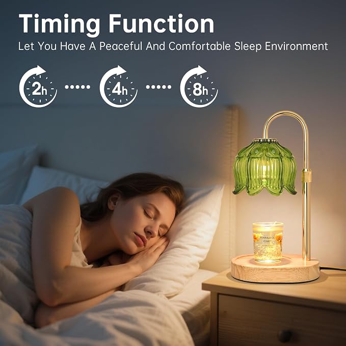 Flower Candle Warmer lamp with Timer Dimmer,Adjustable Height Candle Warmer,Fits All Jar Scented Candles,Christmas Gifts for