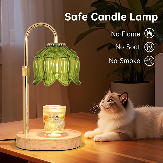 Flower Candle Warmer lamp with Timer Dimmer,Adjustable Height Candle Warmer,Fits All Jar Scented Candles,Christmas Gifts for