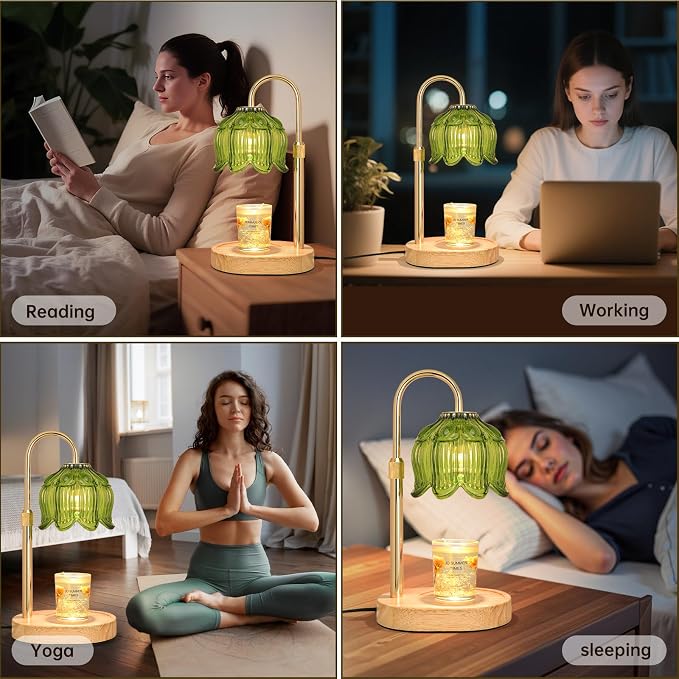 Flower Candle Warmer lamp with Timer Dimmer,Adjustable Height Candle Warmer,Fits All Jar Scented Candles,Christmas Gifts for