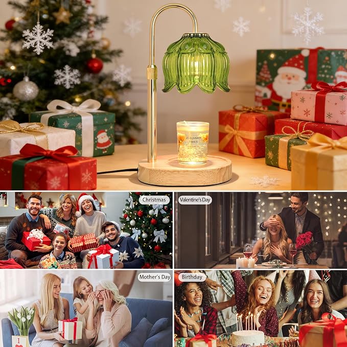Flower Candle Warmer lamp with Timer Dimmer,Adjustable Height Candle Warmer,Fits All Jar Scented Candles,Christmas Gifts for