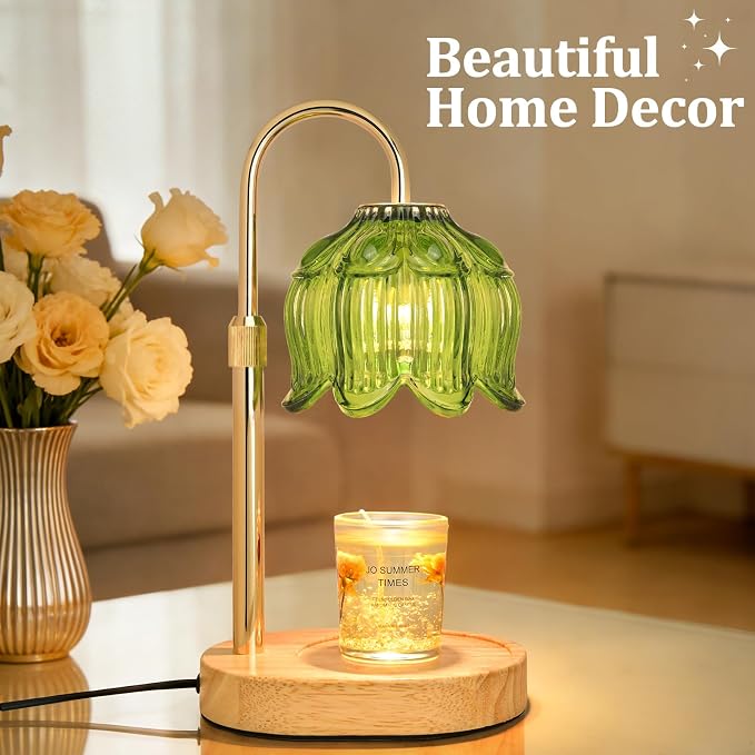 Flower Candle Warmer lamp with Timer Dimmer,Adjustable Height Candle Warmer,Fits All Jar Scented Candles,Christmas Gifts for