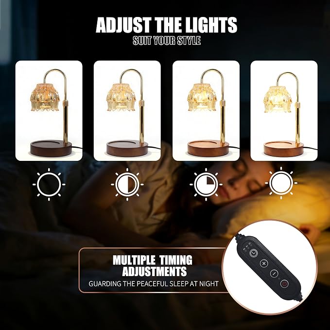 Flower Candle Warmer Lamp with Timer Dimmer, Adjustable Height, Birthday Housewarming Gifts for Women Mom, New Home Bedroom
