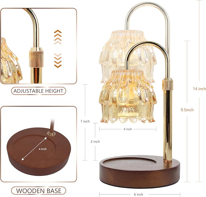 Flower Candle Warmer Lamp with Timer Dimmer, Adjustable Height, Birthday Housewarming Gifts for Women Mom, New Home Bedroom