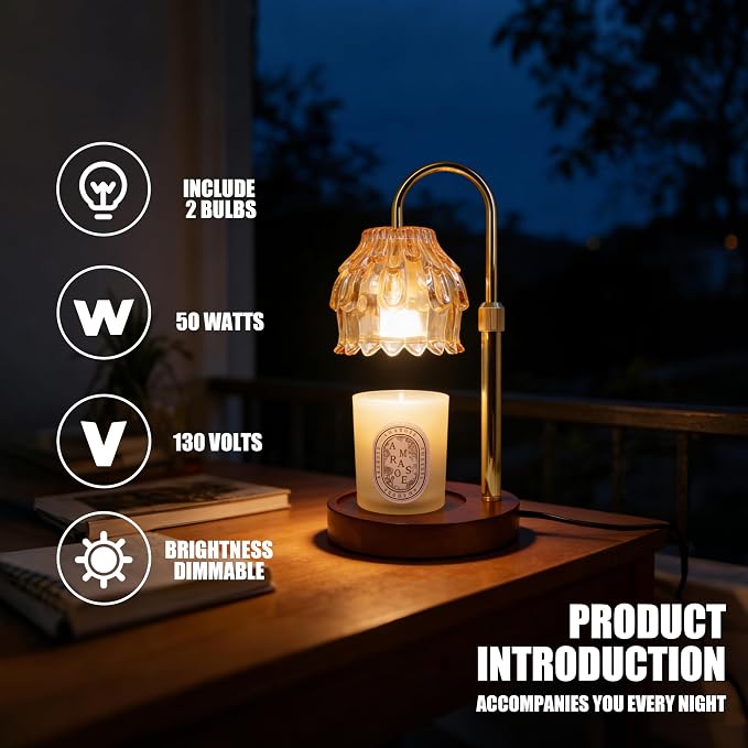 Flower Candle Warmer Lamp with Timer Dimmer, Adjustable Height, Birthday Housewarming Gifts for Women Mom, New Home Bedroom