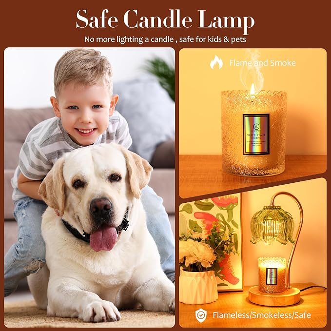 Flower Candle Warmer Lamp with Timer & Dimmer - Fits All Jar Scented Candles - Christmas & Mother's Day Gift for