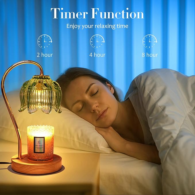 Flower Candle Warmer Lamp with Timer & Dimmer - Fits All Jar Scented Candles - Christmas & Mother's Day Gift for