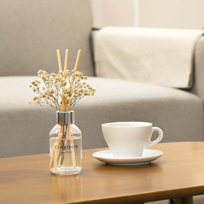 Flower Reed Diffuser Set / 3.4oz / White Musk/Scent Diffuser with Sticks Home Fragrance Reed Diffuser for Bathroom Shelf