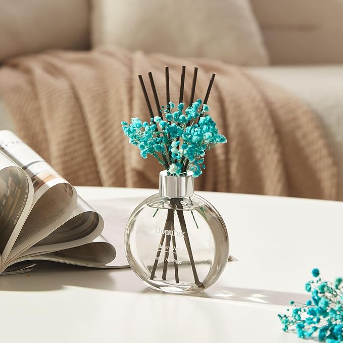 Flower Reed Diffuser Set 5.07oz Cashmere Vanilla Scent Diffuser with Sticks Home Fragrance Reed Diffuser for Bathroom Shelf