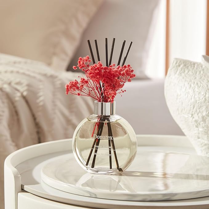 Flower Reed Diffuser Set 5.07oz Orange Blossom Scent Diffuser with Sticks Home Fragrance Reed Diffuser for Bathroom Shelf