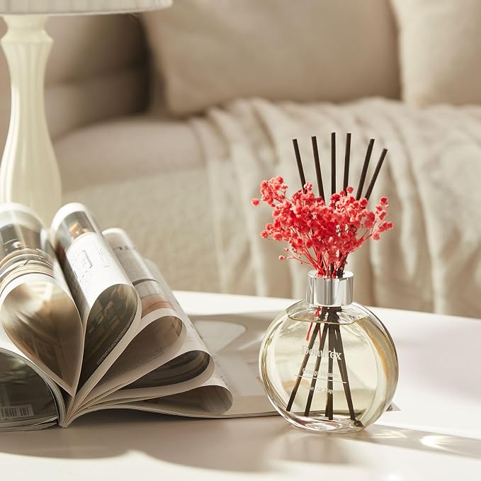 Flower Reed Diffuser Set 5.07oz Orange Blossom Scent Diffuser with Sticks Home Fragrance Reed Diffuser for Bathroom Shelf