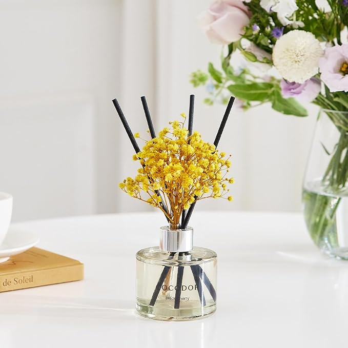 Flower Reed Diffuser Set / 6.7oz / Cashmere Vanilla/Scent Diffuser with Sticks Home Fragrance Reed Diffuser for Bathroom