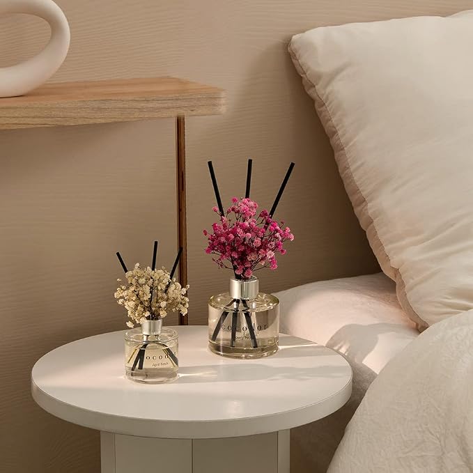 Flower Reed Diffuser Set / 6.7oz / Lemon Eucalyptus/Scent Diffuser with Sticks Home Fragrance Reed Diffuser for Bathroom