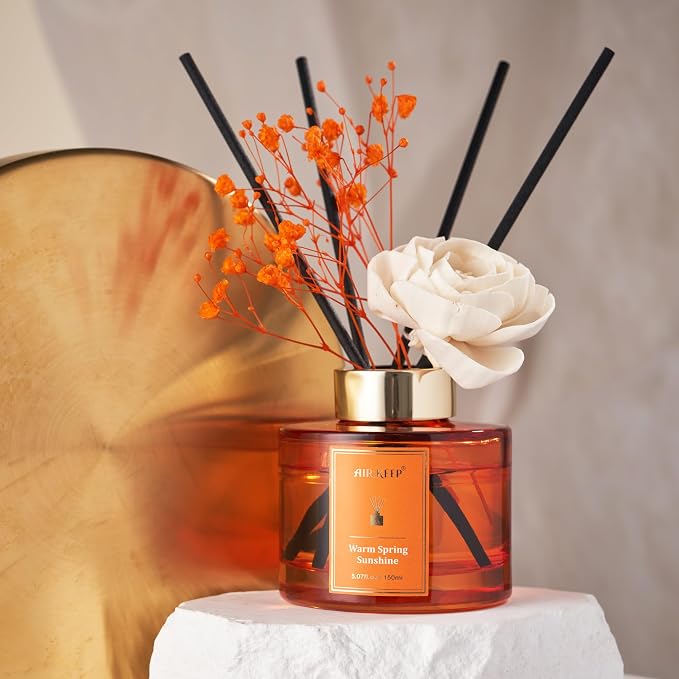 Flower Reed Diffusers Set, 5.07 oz Freesia/Passion Fruit/Orange Scented Oil Diffuser with 8 Reed Sticks, alternate product