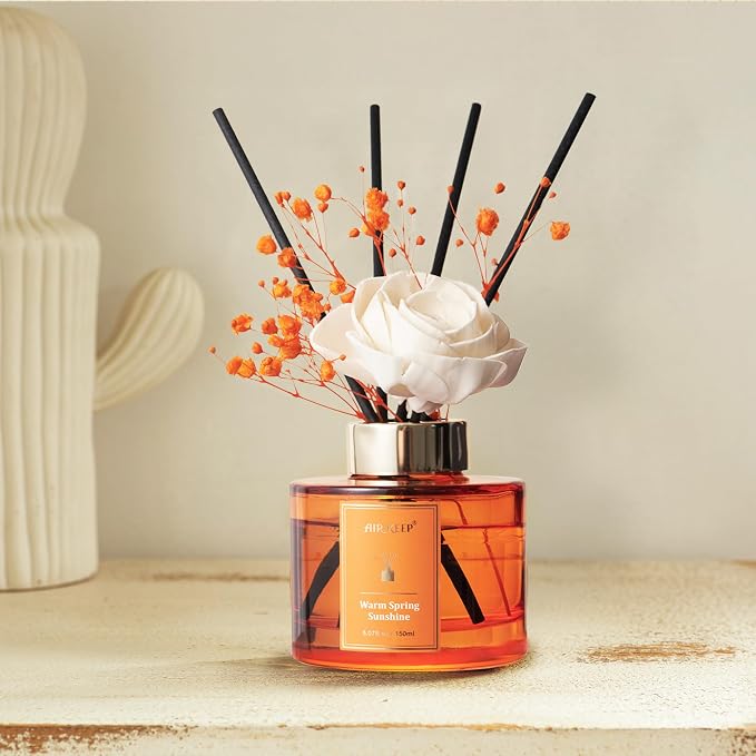 Flower Reed Diffusers Set, 5.07 oz Freesia/Passion Fruit/Orange Scented Oil Diffuser with 8 Reed Sticks, alternate product