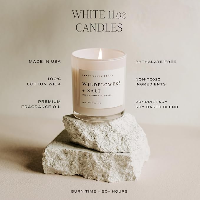 Flower Shop Candle - Jasmine with Pink Peppercorn Scent -100% Cotton Wick Soy Blend Wax Candles with 50 Hour Burn Time