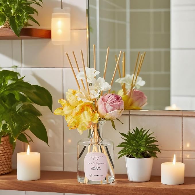 Flowers Reéd Diffuser for Girls Room Decor, 6.7oz with 9 Sticks, Jasmine Blossom Scent Diffusers for Home, alternate product