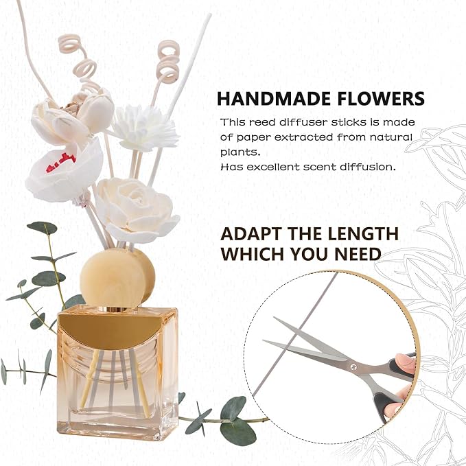 Flowers Reed Diffuser Sticks Set, Scent Diffuser Stick, Fake Dried Flowers Aroma Fragrance Oil Reed Diffuser Sticks for