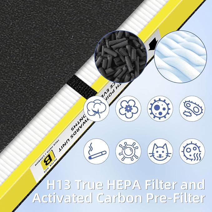 FLT4825 HEPA Filter B Replacement Compatible with G-Guardian Air Purifiers AC4825 AC4825E AC4825W AC4300 AC4800 AC4900