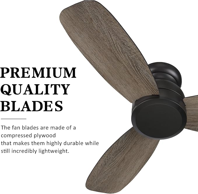 Flush Mount 44 Inch Ceiling Fan No Light with Remote Control, 3 Blades Quiet DC Reversible Motor, 10-Speed, alternate view 6